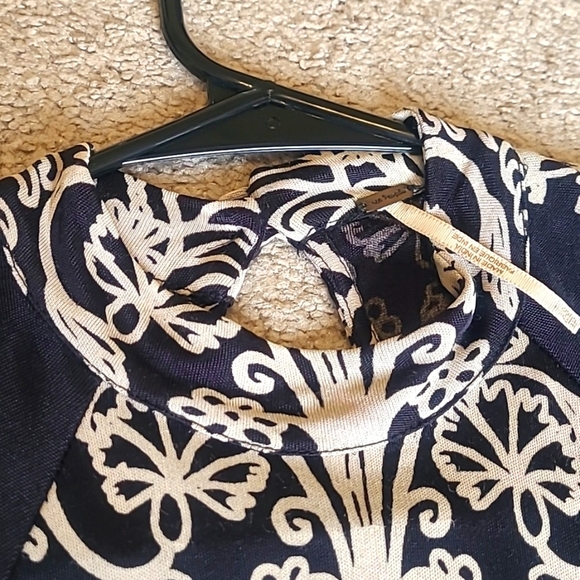 Free People Black Taupe Fiesta Floral Long Sleeve Mini Shift Dress Womens XS - Picture 8 of 14